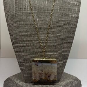 NWOT One of a Kind Handmade Gold and Crystal Geode Necklace